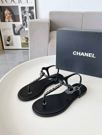 Женские кожаные сандалии Chanel Classic Flap Premium - Black   