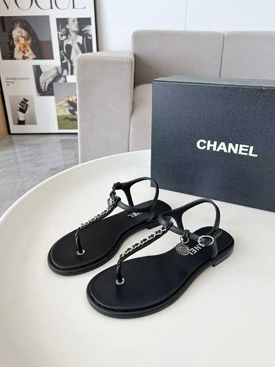 Женские кожаные сандалии Chanel Classic Flap Premium - Black
