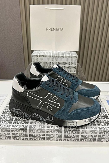 Кожаные кроссовки Premiata Mick - Black / Blue   
