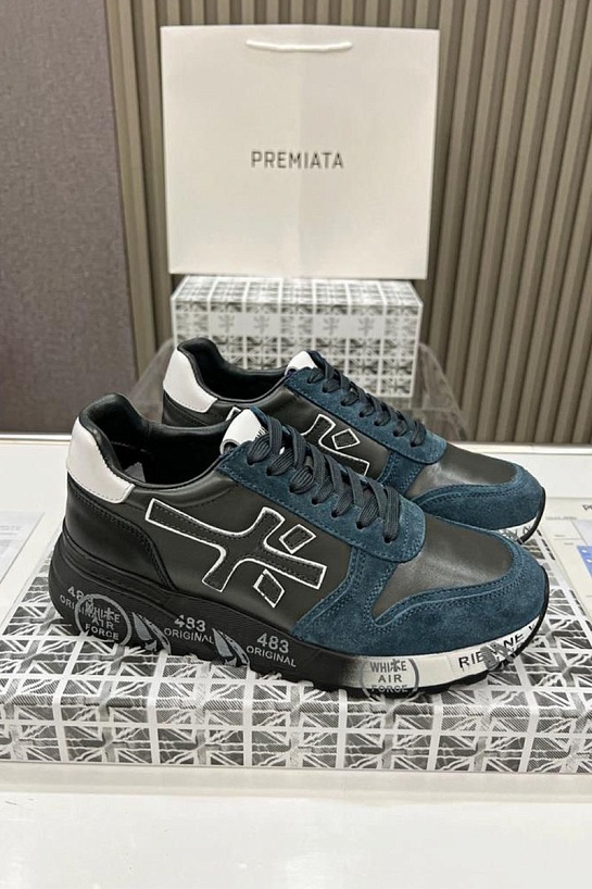 Кожаные кроссовки Premiata Mick - Black / Blue