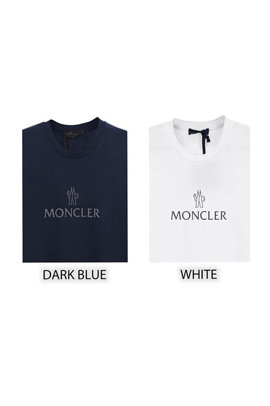 Мужская белая футболка Moncler logo-patch
