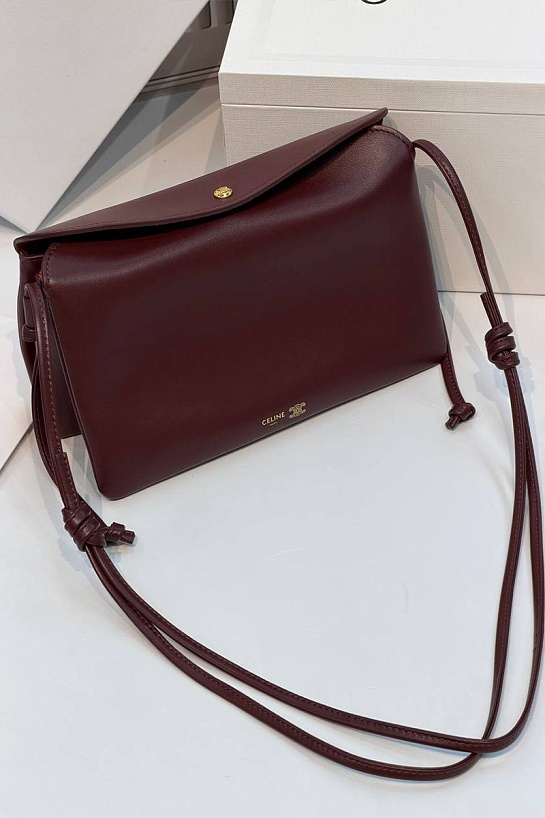 Кожаная сумка Celine Trio Flap premium 22.5x13x3.5 см