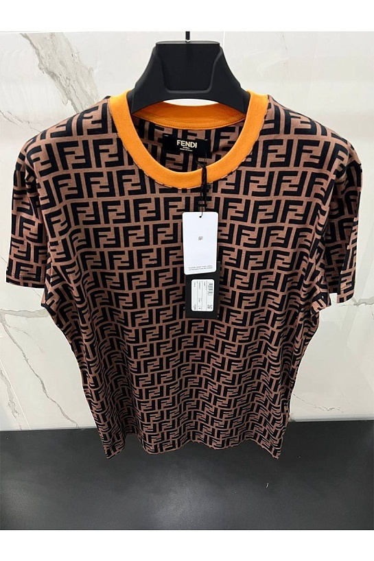Мужская футболка Fendi Double F - Brown