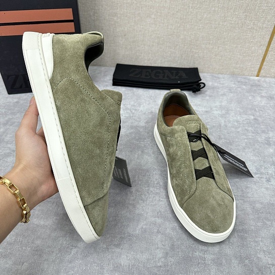 Мужские кроссовки Ermenegildo Zegna Triple Stitch Suede - Khaki