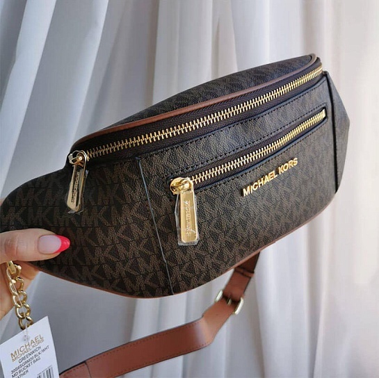 Кожаная поясная сумка Michael Kors Mott 33x16 см - Brown