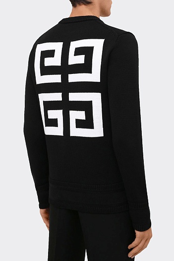 Чёрный свитер Givenchy 4G Logo-Intarsia   