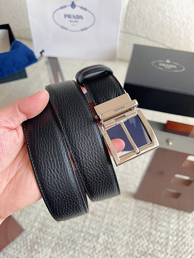 Двусторонний кожаный ремень Prada premium   