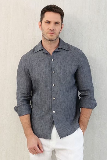 Льняная рубашка Brunello Cucinelli Premium - Grey   