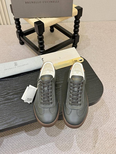 Кожаные кроссовки Brunello Cucinelli low-top - Grey   