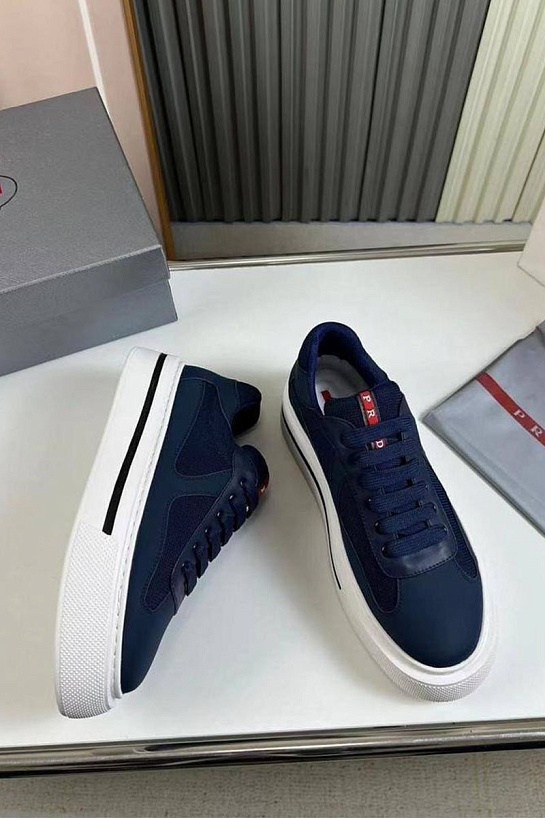 Комбинированные кроссовки Prada logo-stripe - Navy