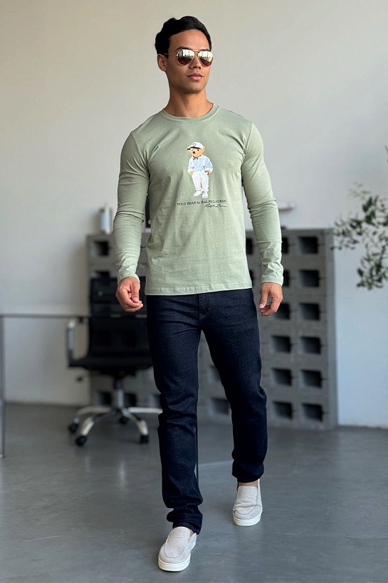 Мужской лонгслив Роlо Ralрh Lаurеn "Bear" - Light Green