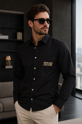 Классическая рубашка Versace Jeans Couture embroidered logo - Black   