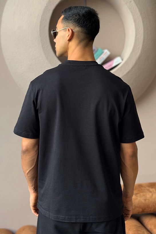 Чёрная оверсайз футболка Dior pocket logo