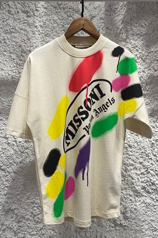 Кремовая оверсайз футболка Palm Angels x Missoni Sport Loose