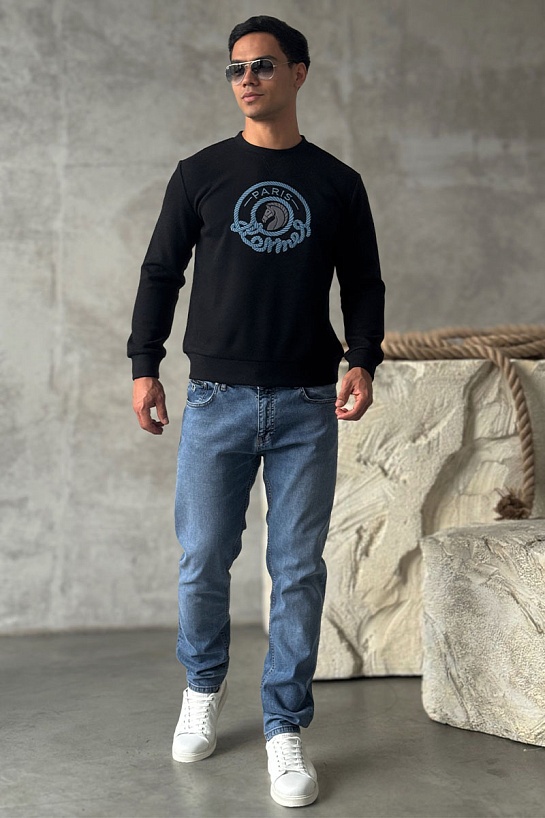 Мужской свитшот Hermes чёрного цвета