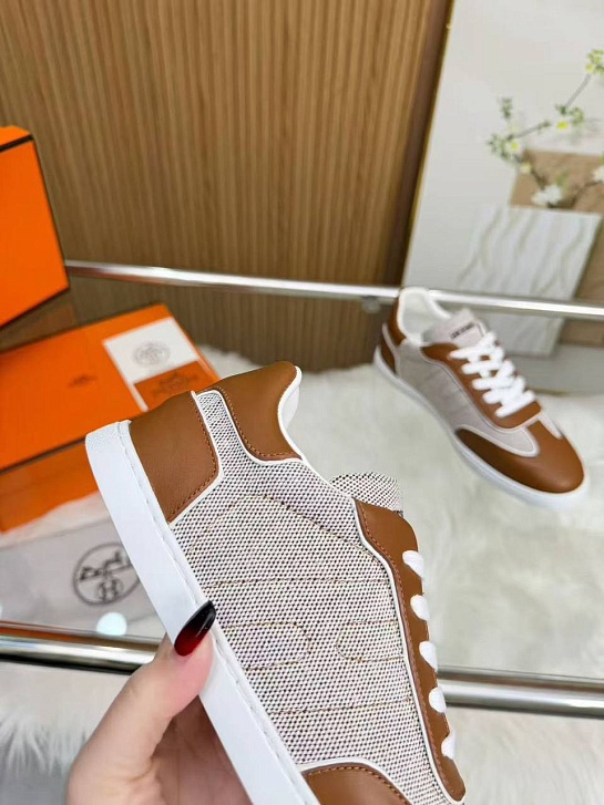 Женские кожаные кроссовки Hermes Match