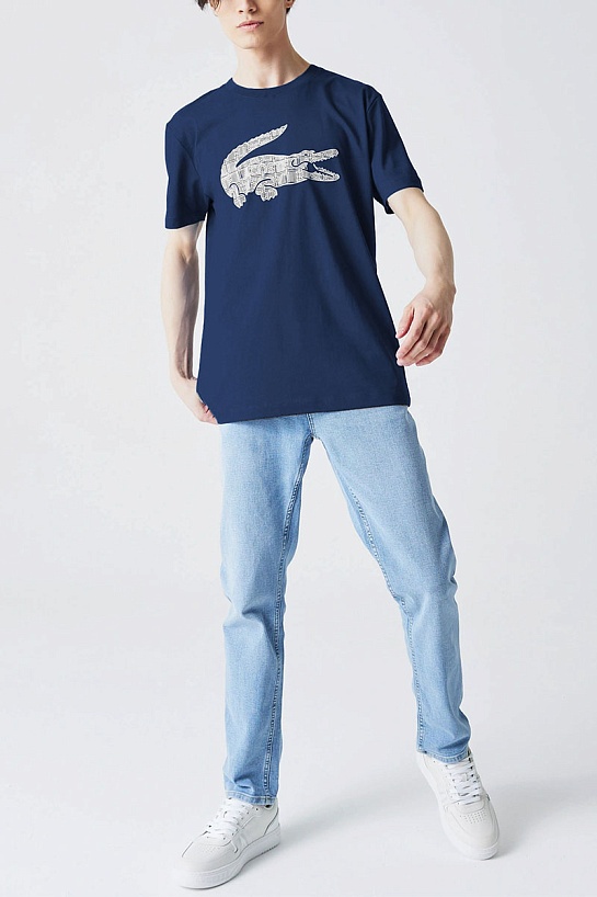 Мужская синяя футболка Lacoste logo-print