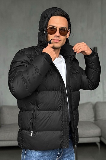 Чёрная куртка Hugo Boss со съёмным капюшоном   