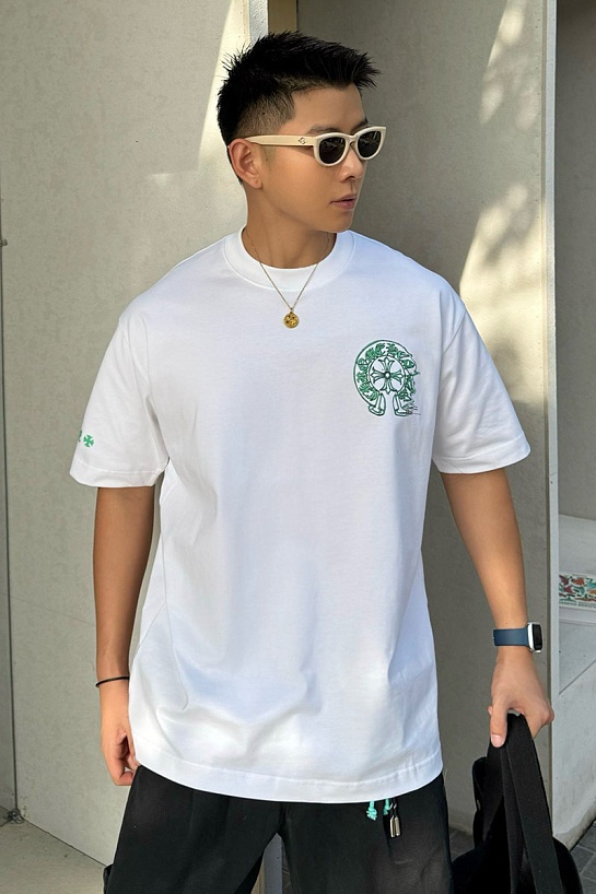 Белая оверсайз футболка Chrome Hearts Premium