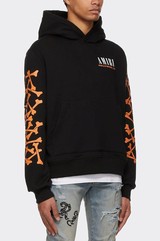 Чёрное мужское худи Amiri Bones logo-print