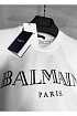 Белая футболка Balmain Paris black logo-print