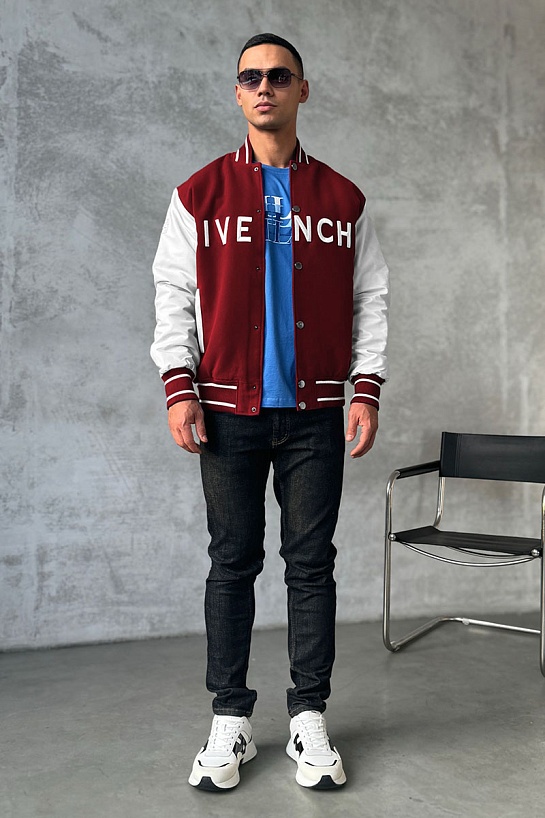 Мужской бомбер Givenchy Varsity logo-embroidered - Red / White