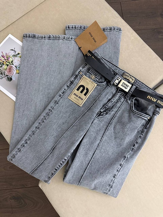 Синие женские джинсы клёш MIU MIU premium