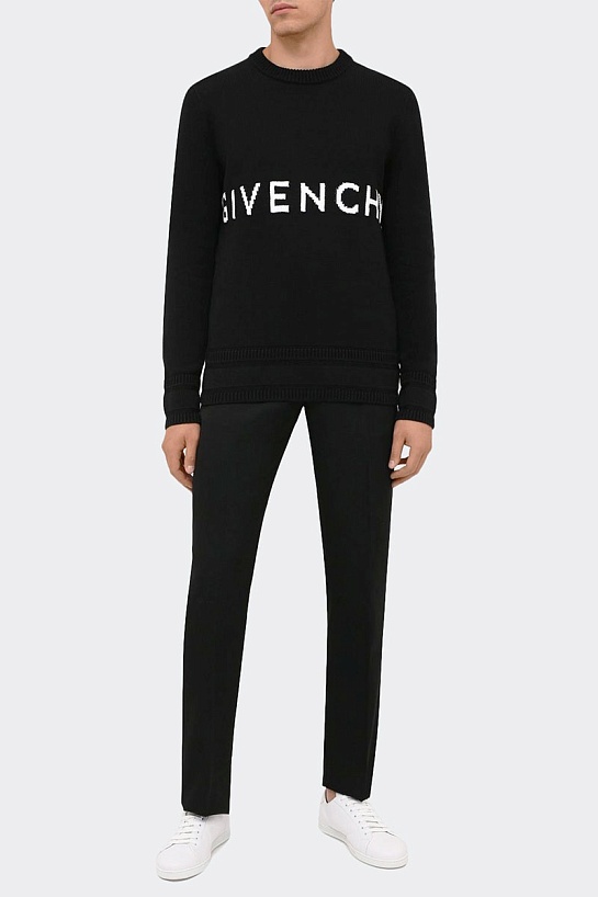 Чёрный свитер Givenchy 4G Logo-Intarsia