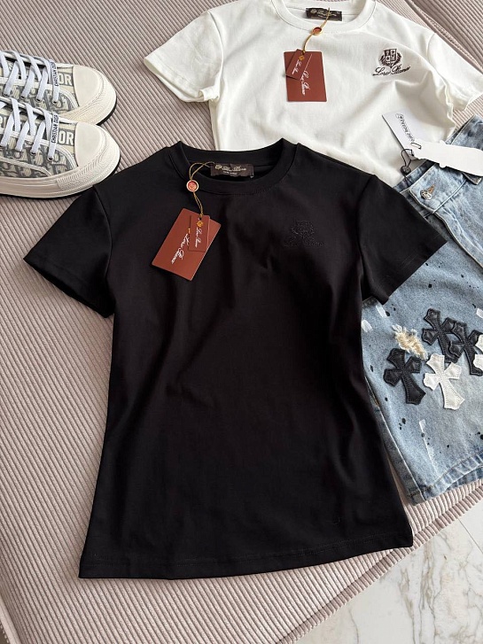 Женская чёрная футболка Loro Piana premium