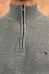 Серый джемпер Tommy Hilfiger Zip Neck logo-embroidered