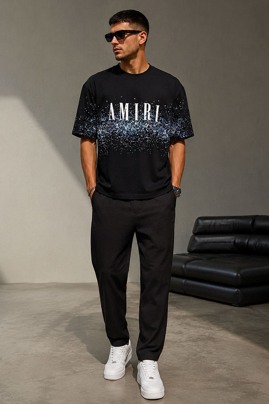 Оверсайз футболка Amiri "Paint Splatter" - Black