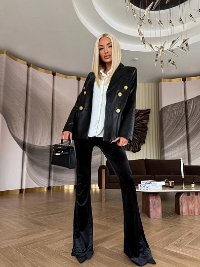 Женский пиджак из эко кожи Schiaparelli Premium - Black   