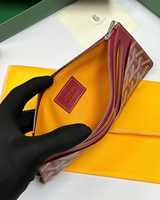 Кожаный кошелек Goyard Insert Louise Premium 21x11см - Red