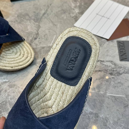 Мужские шлёпанцы Ermenegildo Zegna suede - Navy