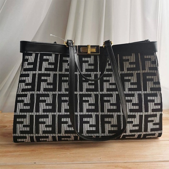 Женская сумка Fendi X-Tote shopper FF embroidery 41x28 см (2 расцветки)