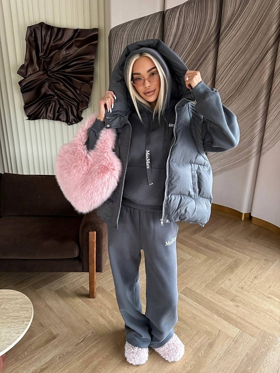 Женский костюм тройка на флисе Max Mara Premium - Grey