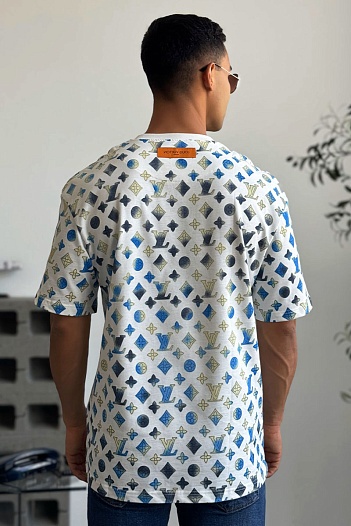 Белая оверсайз футболка Louis Vuitton Monogram All-over   