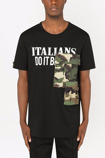 Чёрная оверсайз футболка Dolce&Gabbana Italians Do It Better   