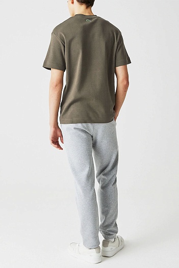 Мужская зелёная футболка Lacoste logo-print   