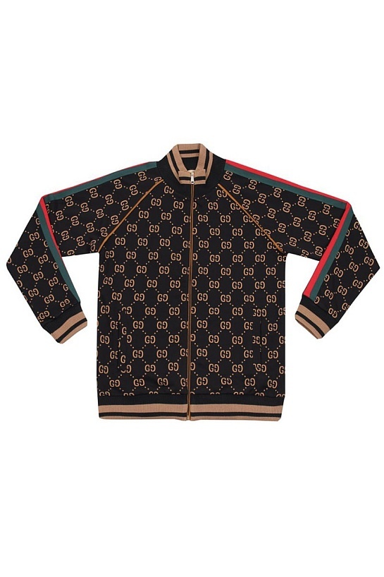 Чёрная кофта на молнии Gucci GG monogram