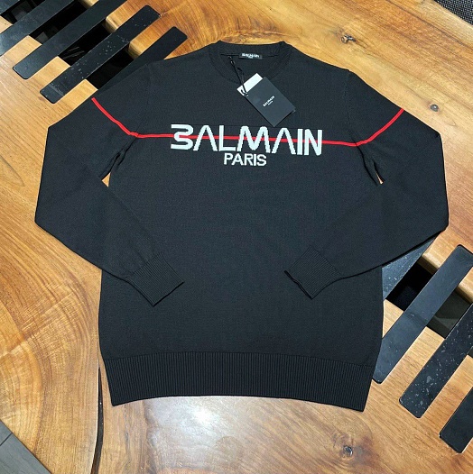 Чёрный джемпер Balmain intarsia logo jumper   