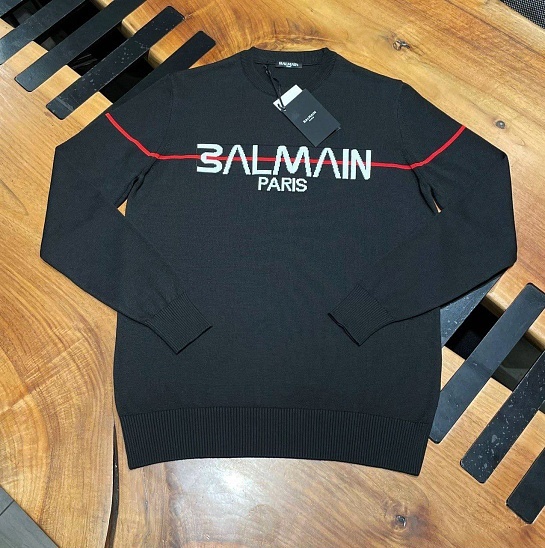Чёрный джемпер Balmain intarsia logo jumper