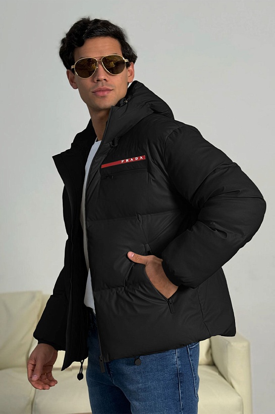 Мужской пуховик Prada Linea Rossa - Black