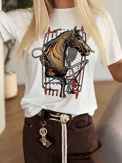 Белая женская футболка Hermes premium   