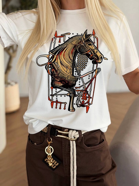 Белая женская футболка Hermes premium