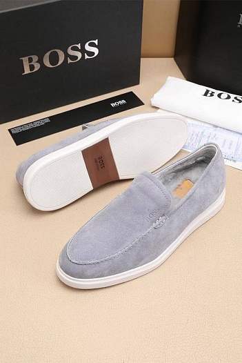 Замшевые лоферы с мехом Hugo Boss   