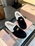Женские лоферы с мехом MIU MIU premium  - Black