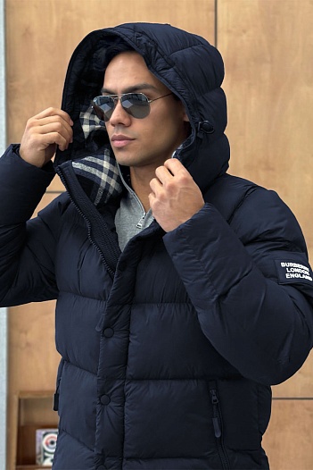 Синяя куртка со съёмными рукавами Burberry Lockwell logo-patch   