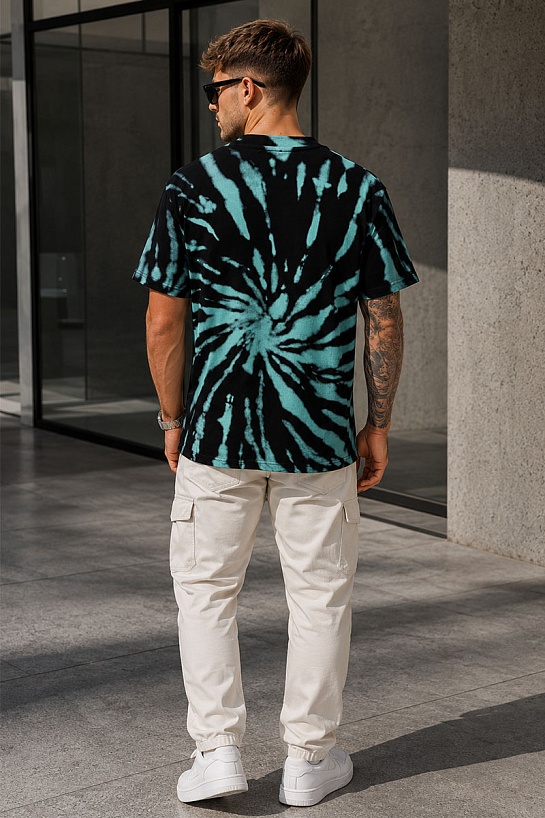 Мужская чёрная футболка Kenzo Logo Tie-Dye