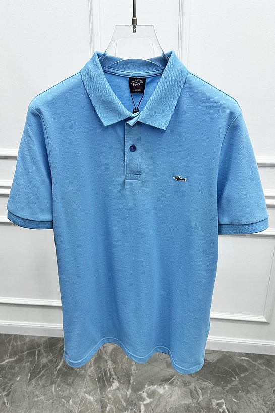 Голубое поло Paul & Shark logo-embroidered
